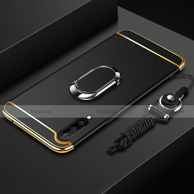 Luxury Metal Frame and Plastic Back Cover Case with Finger Ring Stand T01 for Xiaomi Mi A3