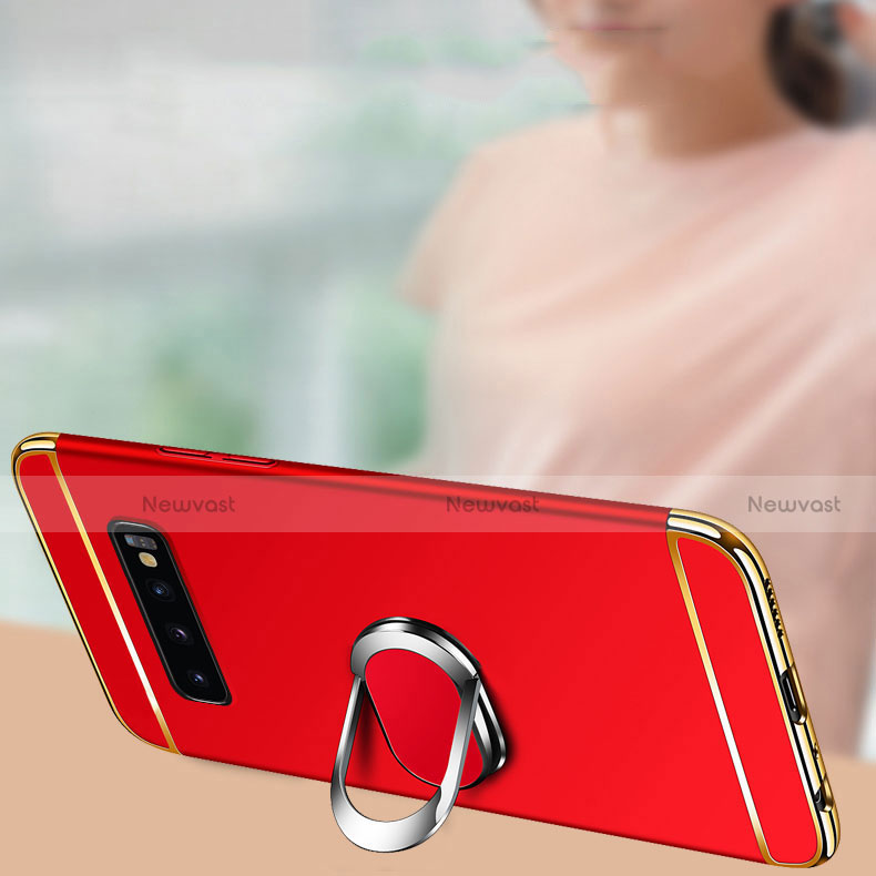 Luxury Metal Frame and Plastic Back Cover Case with Finger Ring Stand T02 for Samsung Galaxy S10 5G