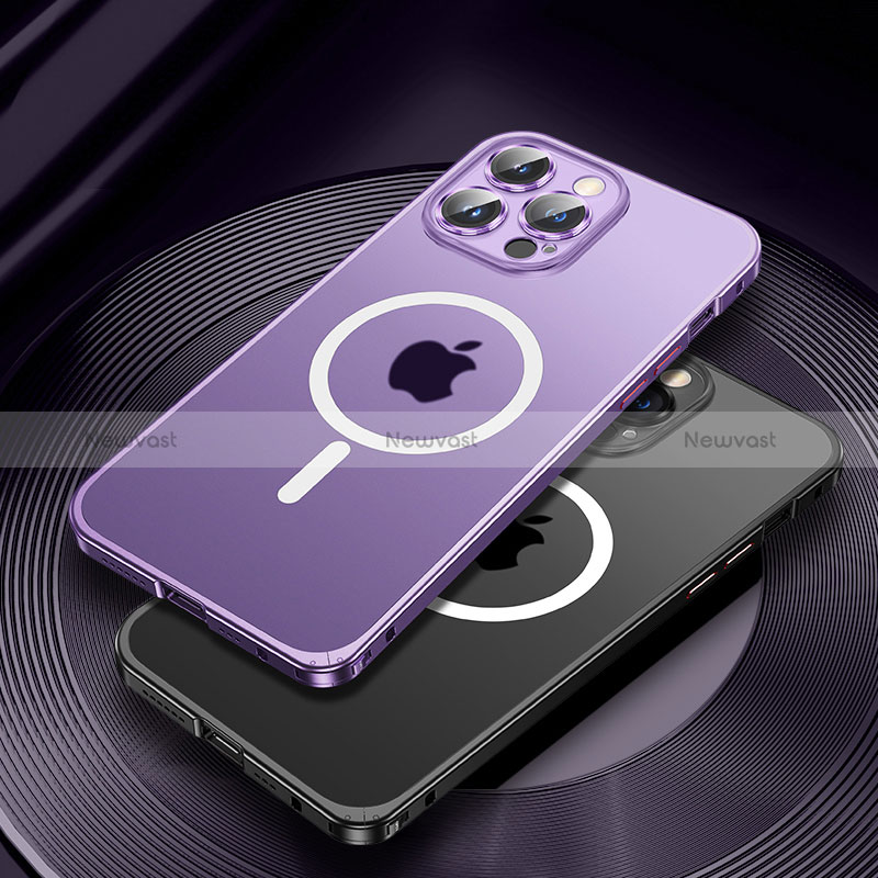 Luxury Metal Frame and Plastic Back Cover Case with Mag-Safe Magnetic JL2 for Apple iPhone 13