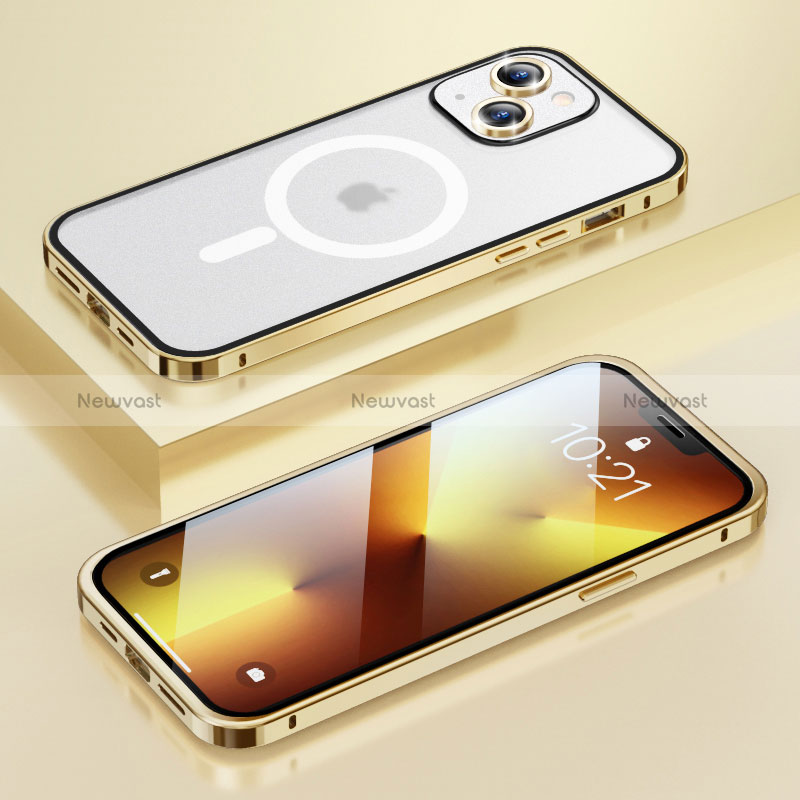 Luxury Metal Frame and Plastic Back Cover Case with Mag-Safe Magnetic LF1 for Apple iPhone 14