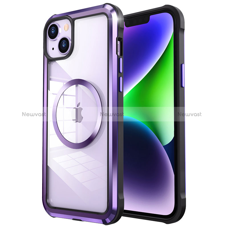 Luxury Metal Frame and Plastic Back Cover Case with Mag-Safe Magnetic LF2 for Apple iPhone 14 Plus