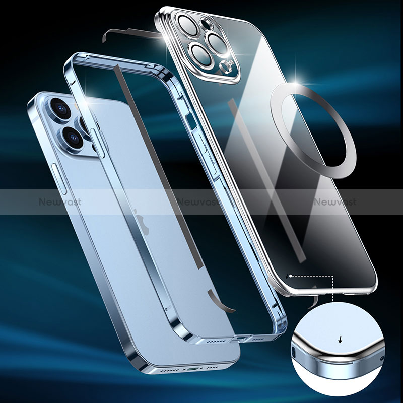 Luxury Metal Frame and Plastic Back Cover Case with Mag-Safe Magnetic LF3 for Apple iPhone 13