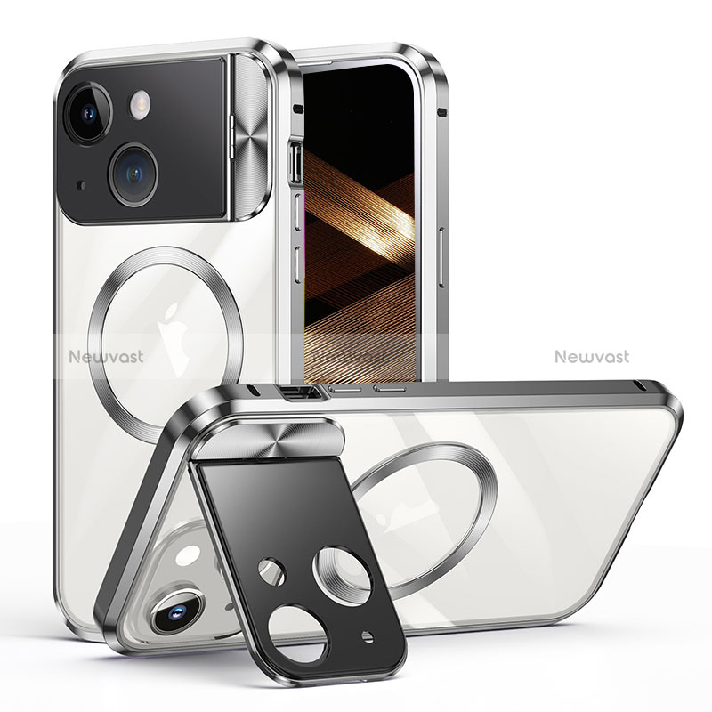 Luxury Metal Frame and Plastic Back Cover Case with Mag-Safe Magnetic LK4 for Apple iPhone 13