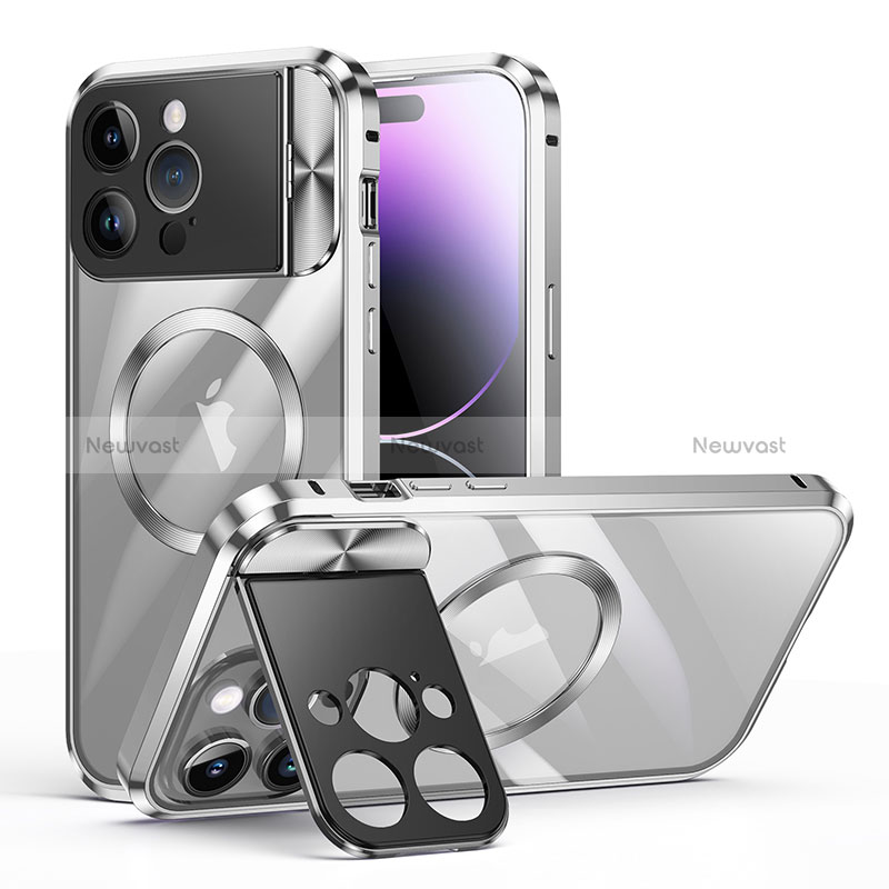 Luxury Metal Frame and Plastic Back Cover Case with Mag-Safe Magnetic LK4 for Apple iPhone 13 Pro