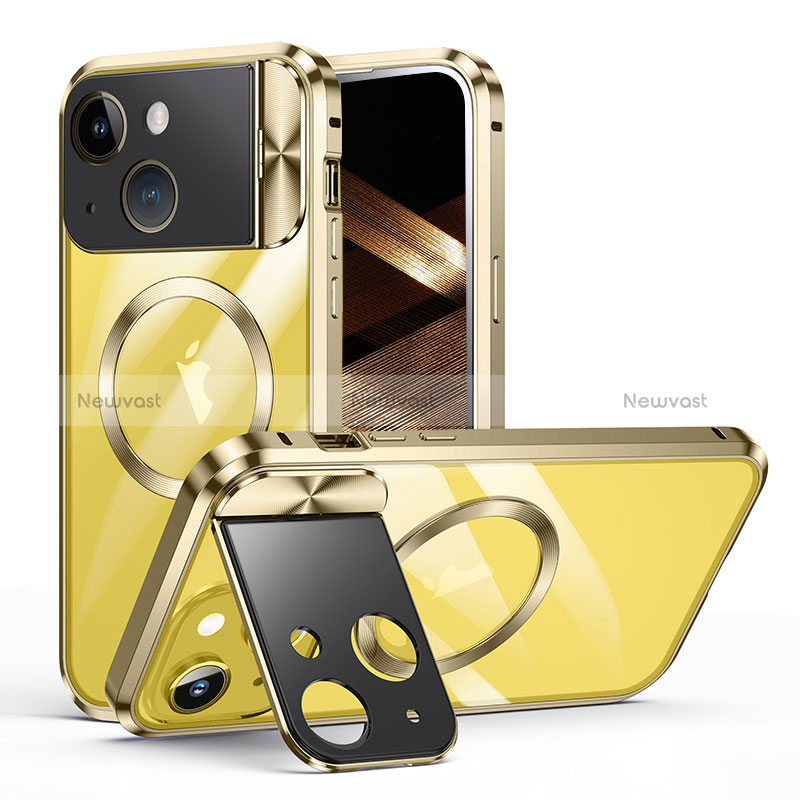 Luxury Metal Frame and Plastic Back Cover Case with Mag-Safe Magnetic LK4 for Apple iPhone 14