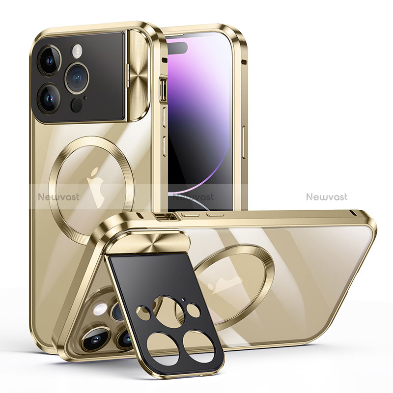 Luxury Metal Frame and Plastic Back Cover Case with Mag-Safe Magnetic LK4 for Apple iPhone 14 Pro