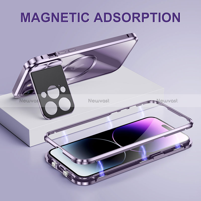 Luxury Metal Frame and Plastic Back Cover Case with Mag-Safe Magnetic LK4 for Apple iPhone 14 Pro Max