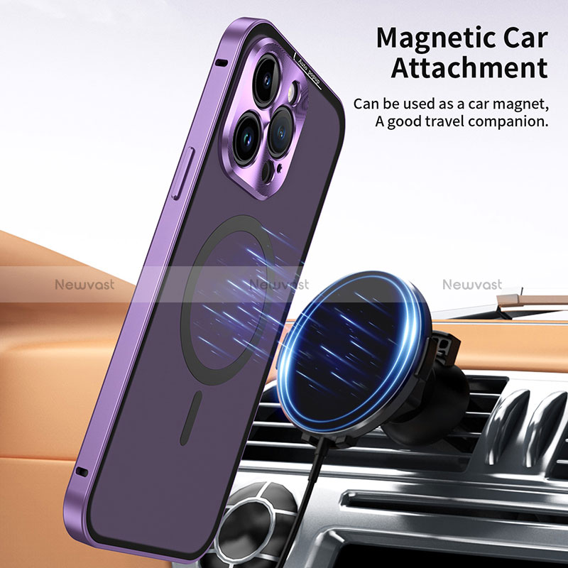 Luxury Metal Frame and Plastic Back Cover Case with Mag-Safe Magnetic LK5 for Apple iPhone 15 Pro Max