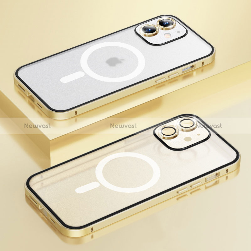 Luxury Metal Frame and Plastic Back Cover Case with Mag-Safe Magnetic QC1 for Apple iPhone 12