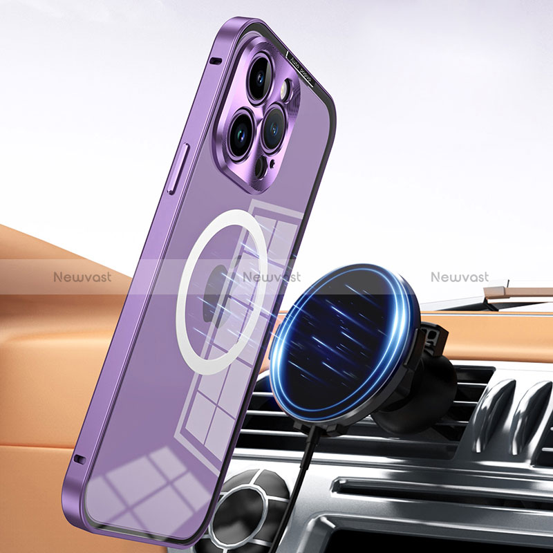 Luxury Metal Frame and Plastic Back Cover Case with Mag-Safe Magnetic QC5 for Apple iPhone 13 Pro Max