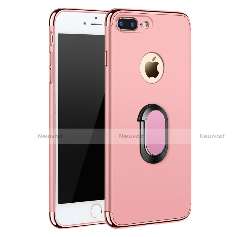 Luxury Metal Frame and Plastic Back Cover with Finger Ring Stand A01 for Apple iPhone 7 Plus Rose Gold
