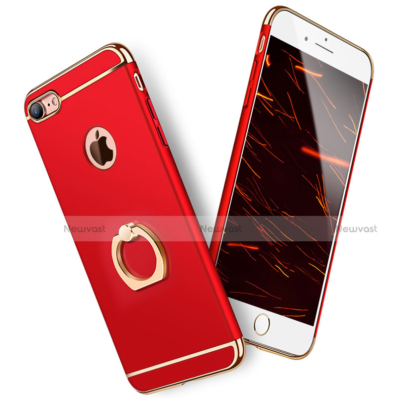 Luxury Metal Frame and Plastic Back Cover with Finger Ring Stand A01 for Apple iPhone 8