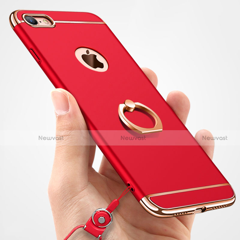 Luxury Metal Frame and Plastic Back Cover with Finger Ring Stand A01 for Apple iPhone SE (2020)