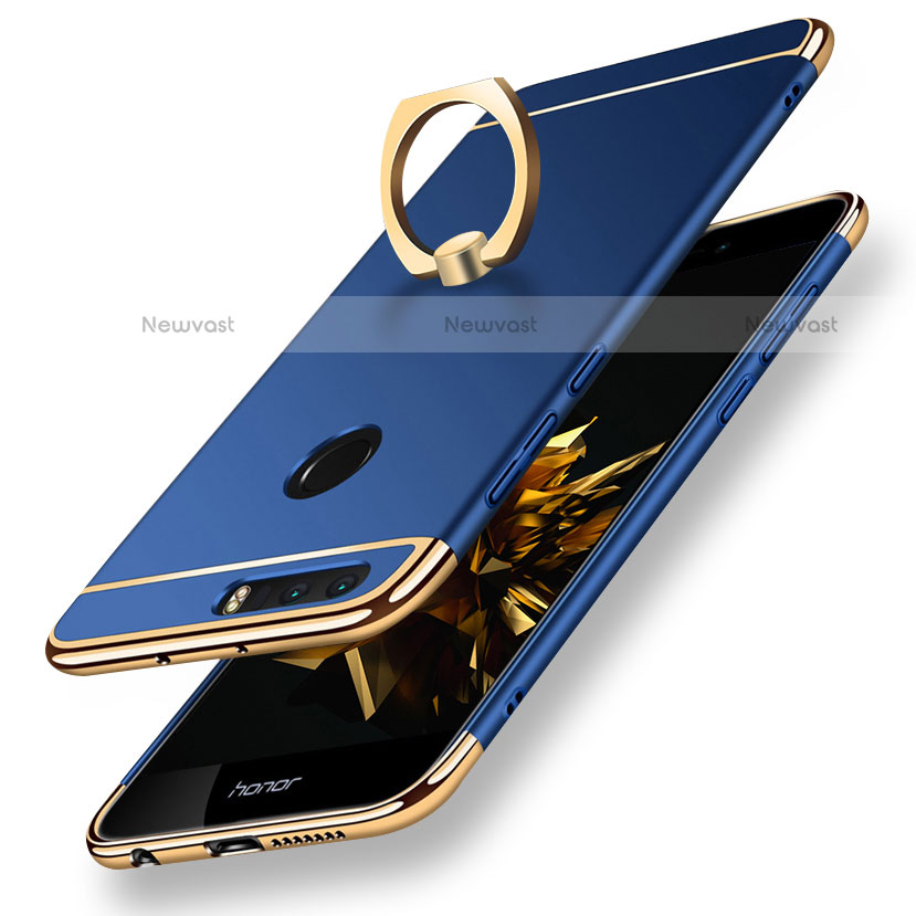 Luxury Metal Frame and Plastic Back Cover with Finger Ring Stand A01 for Huawei Honor 8