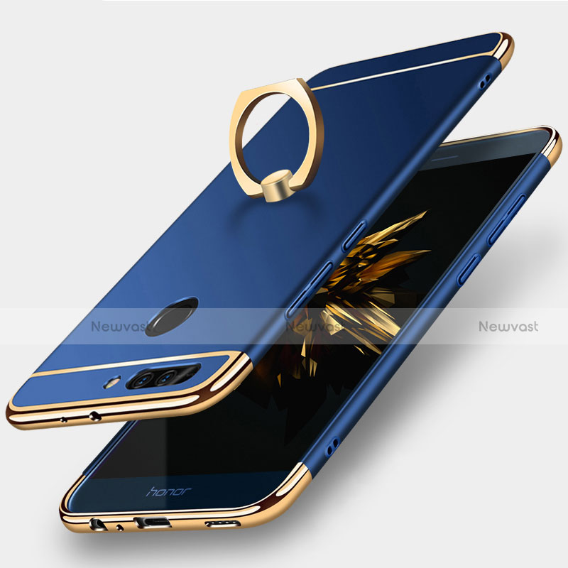 Luxury Metal Frame and Plastic Back Cover with Finger Ring Stand A01 for Huawei Honor 8 Pro