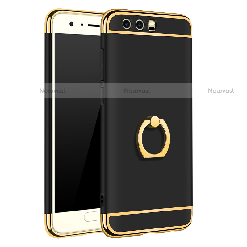 Luxury Metal Frame and Plastic Back Cover with Finger Ring Stand A01 for Huawei Honor 9 Black