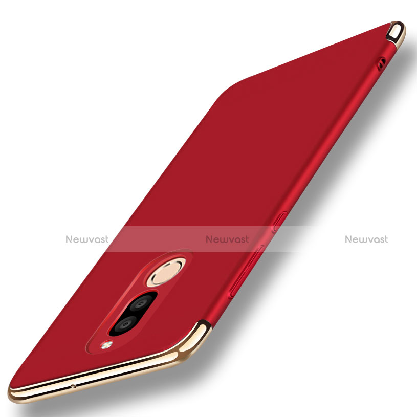 Luxury Metal Frame and Plastic Back Cover with Finger Ring Stand A01 for Huawei Mate 10 Lite Red