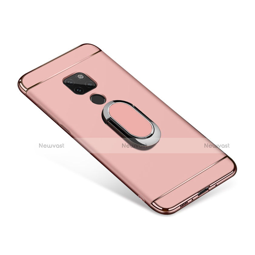 Luxury Metal Frame and Plastic Back Cover with Finger Ring Stand A01 for Huawei Mate 20 Rose Gold