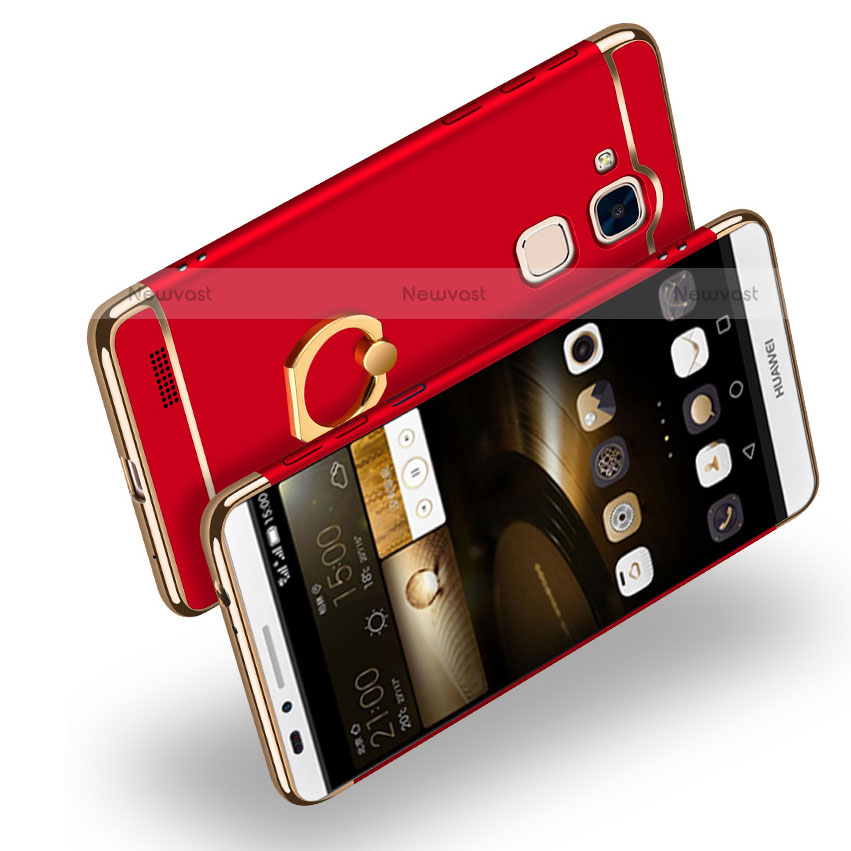 Luxury Metal Frame and Plastic Back Cover with Finger Ring Stand A01 for Huawei Mate 7