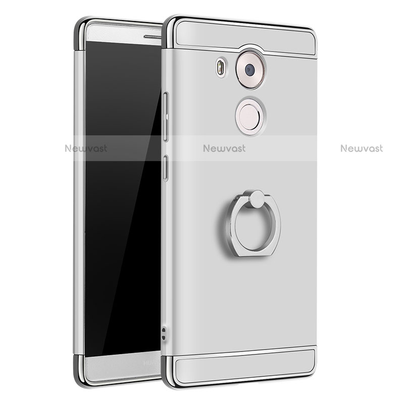 Luxury Metal Frame and Plastic Back Cover with Finger Ring Stand A01 for Huawei Mate 8 Silver
