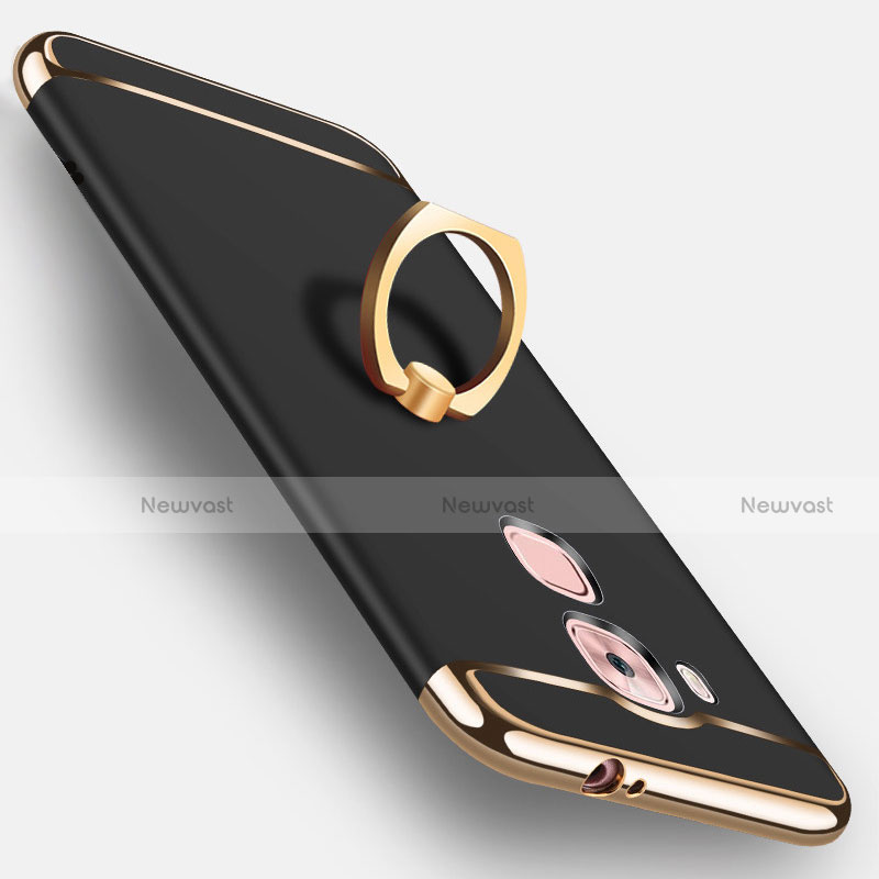 Luxury Metal Frame and Plastic Back Cover with Finger Ring Stand A01 for Huawei Nova Plus Black