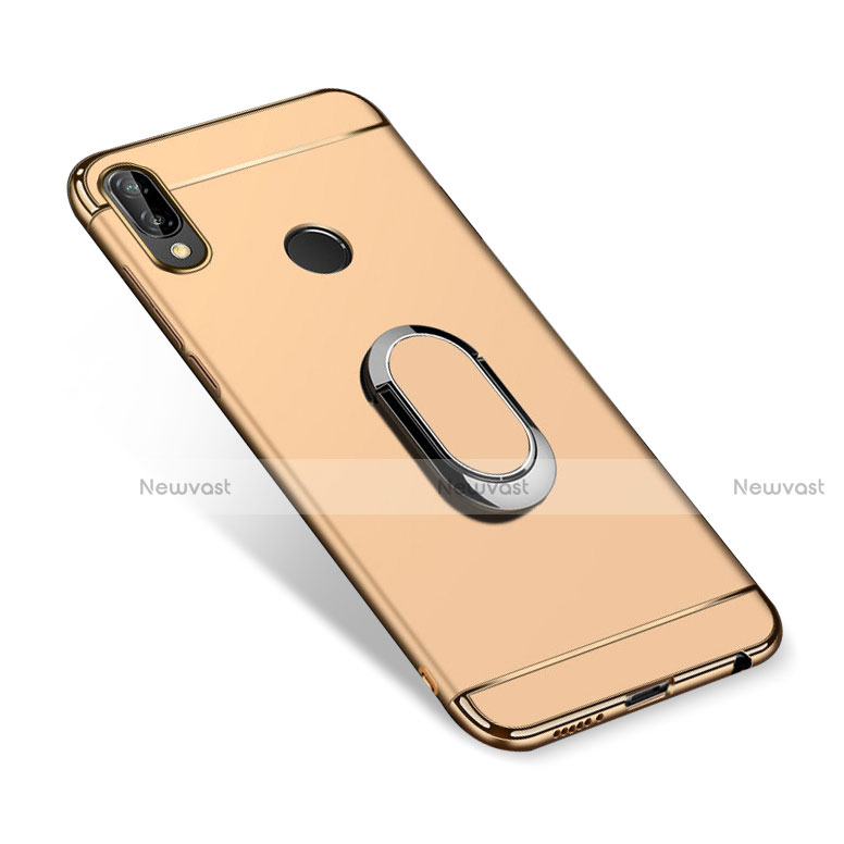 Luxury Metal Frame and Plastic Back Cover with Finger Ring Stand A01 for Huawei P Smart+ Plus Gold