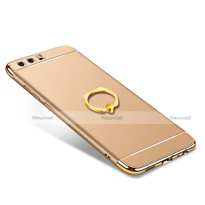 Luxury Metal Frame and Plastic Back Cover with Finger Ring Stand A01 for Huawei P10 Plus