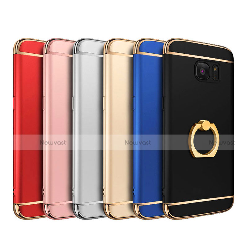 Luxury Metal Frame and Plastic Back Cover with Finger Ring Stand A01 for Samsung Galaxy S7 Edge G935F