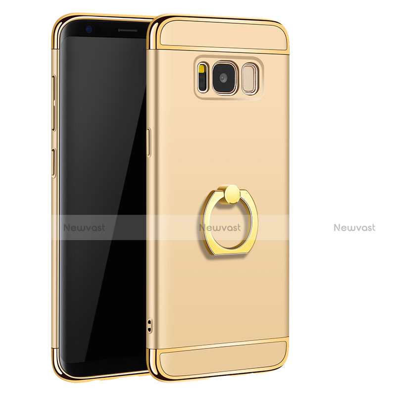 Luxury Metal Frame and Plastic Back Cover with Finger Ring Stand A01 for Samsung Galaxy S8 Plus Gold