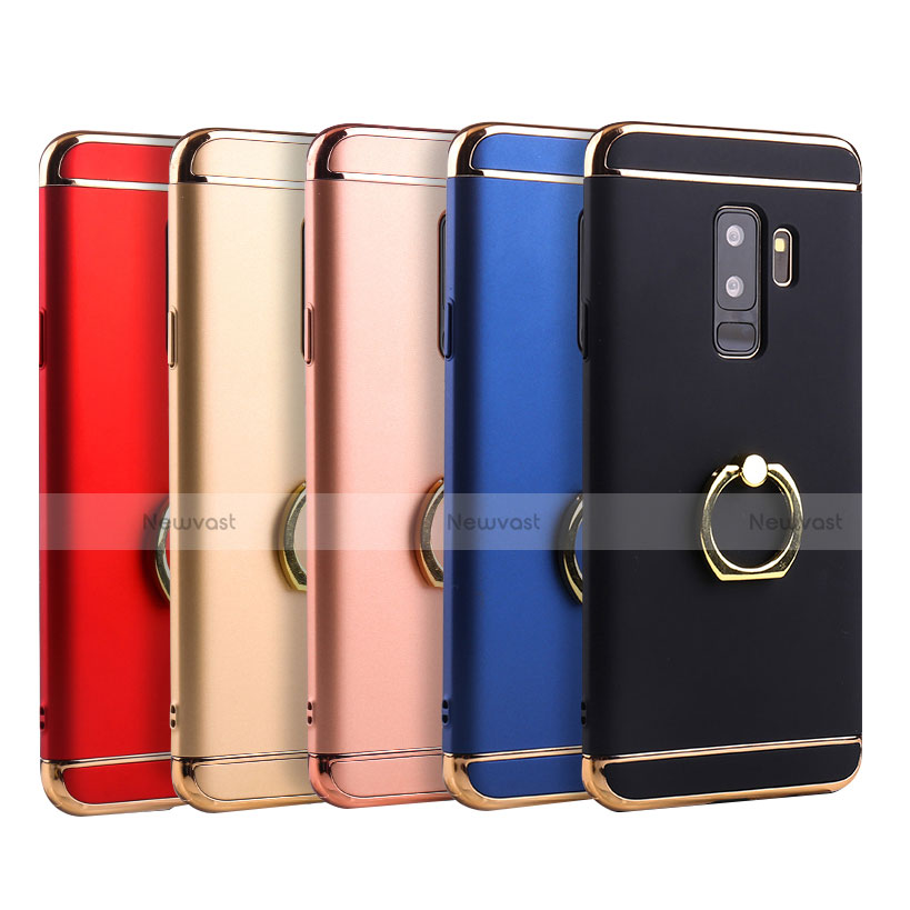 Luxury Metal Frame and Plastic Back Cover with Finger Ring Stand A01 for Samsung Galaxy S9 Plus