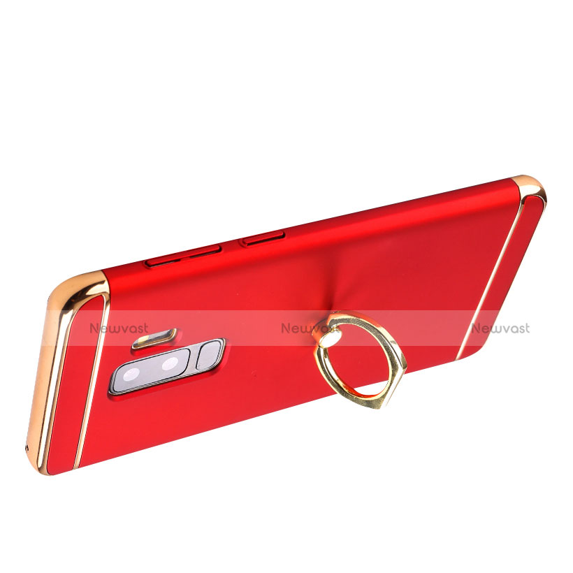 Luxury Metal Frame and Plastic Back Cover with Finger Ring Stand A01 for Samsung Galaxy S9 Plus