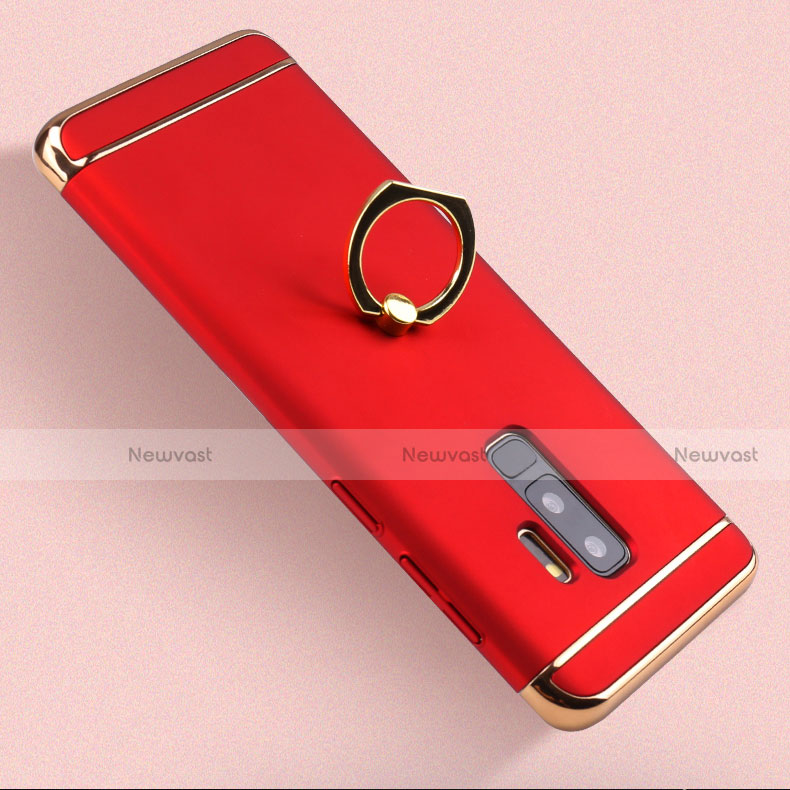 Luxury Metal Frame and Plastic Back Cover with Finger Ring Stand A01 for Samsung Galaxy S9 Plus