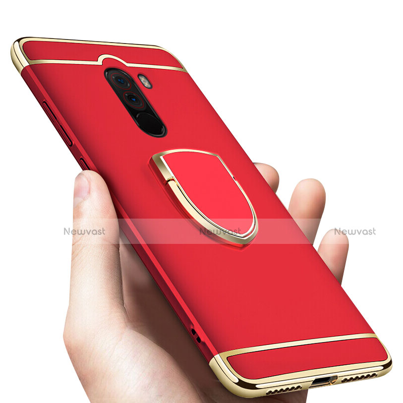 Luxury Metal Frame and Plastic Back Cover with Finger Ring Stand A01 for Xiaomi Pocophone F1