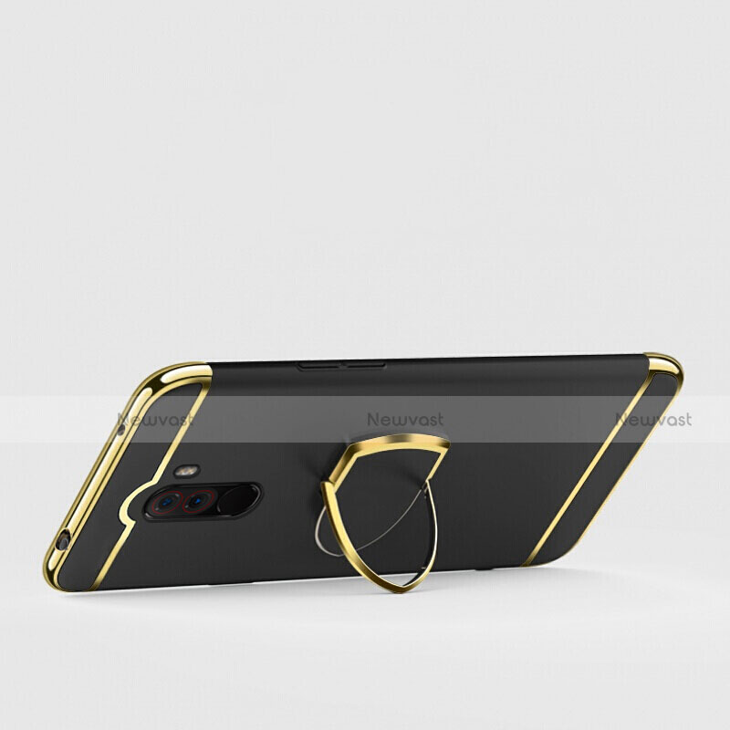 Luxury Metal Frame and Plastic Back Cover with Finger Ring Stand A01 for Xiaomi Pocophone F1