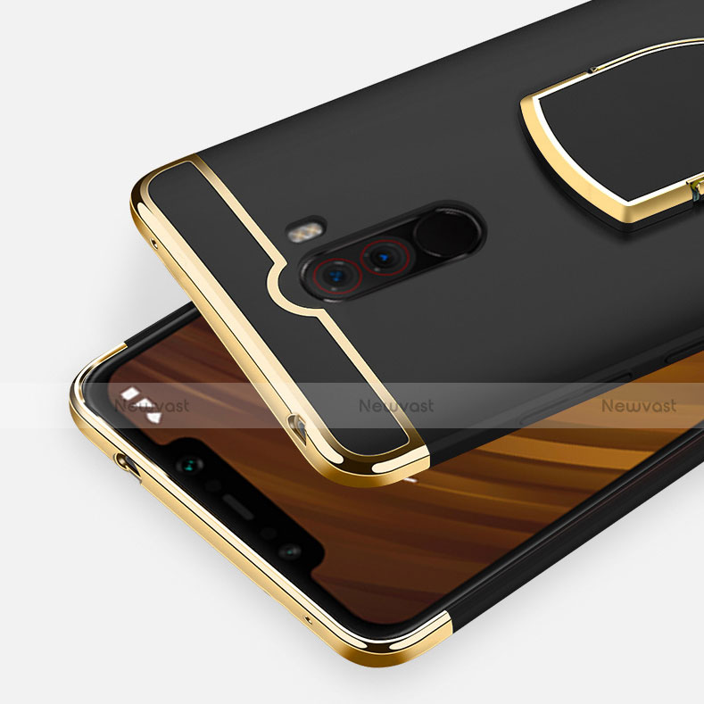 Luxury Metal Frame and Plastic Back Cover with Finger Ring Stand A01 for Xiaomi Pocophone F1