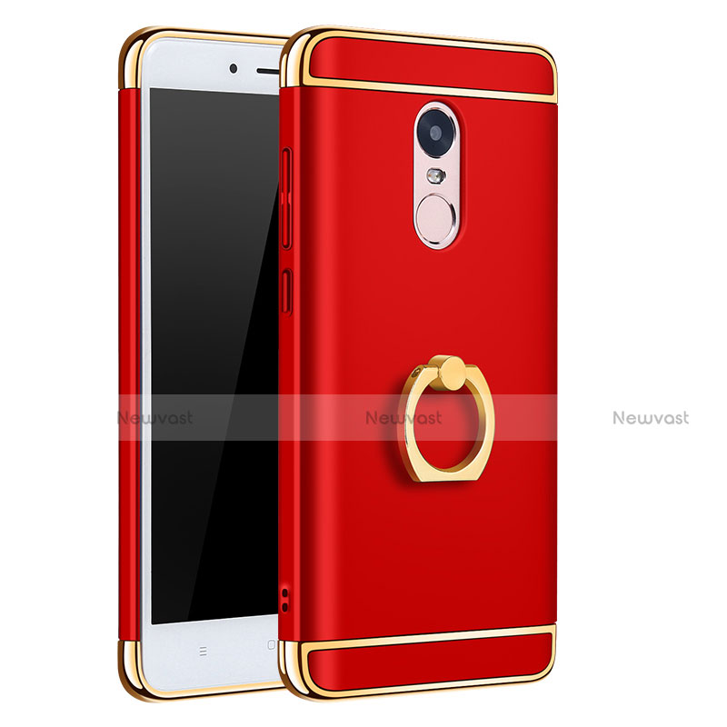 Luxury Metal Frame and Plastic Back Cover with Finger Ring Stand A01 for Xiaomi Redmi Note 4