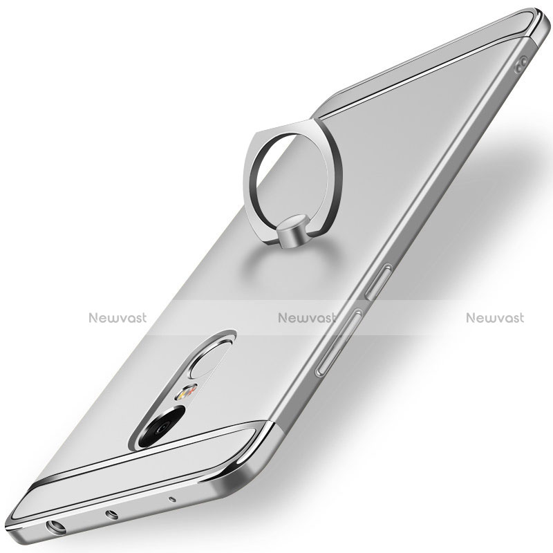 Luxury Metal Frame and Plastic Back Cover with Finger Ring Stand A01 for Xiaomi Redmi Note 4 Silver