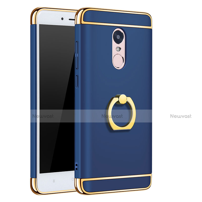 Luxury Metal Frame and Plastic Back Cover with Finger Ring Stand A01 for Xiaomi Redmi Note 4X High Edition