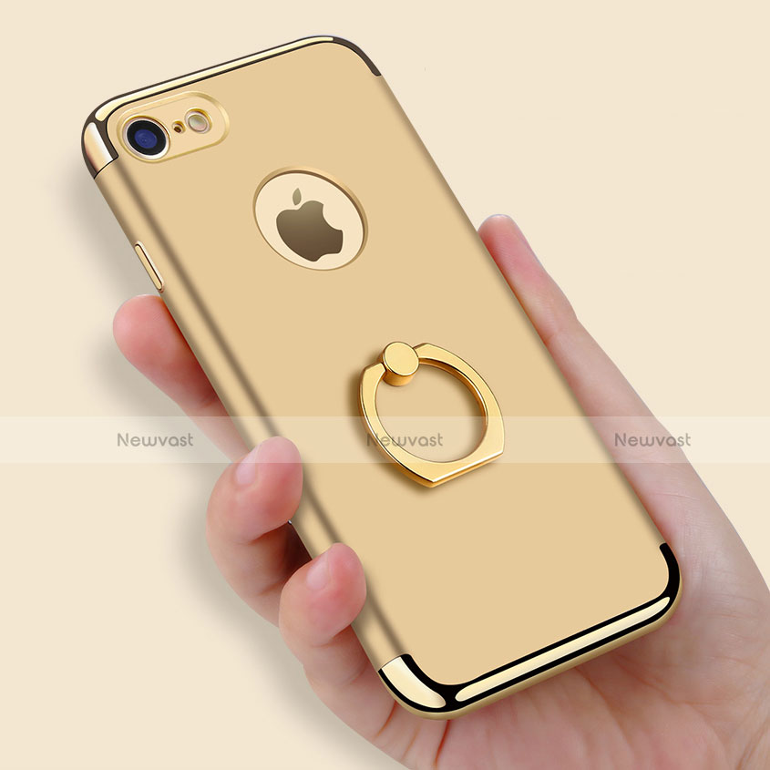 Luxury Metal Frame and Plastic Back Cover with Finger Ring Stand A02 for Apple iPhone 8