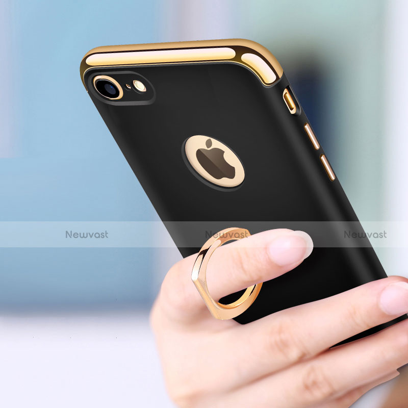Luxury Metal Frame and Plastic Back Cover with Finger Ring Stand A02 for Apple iPhone 8