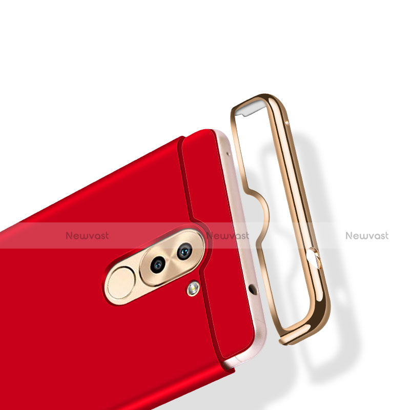 Luxury Metal Frame and Plastic Back Cover with Finger Ring Stand A02 for Huawei Honor 6X Red