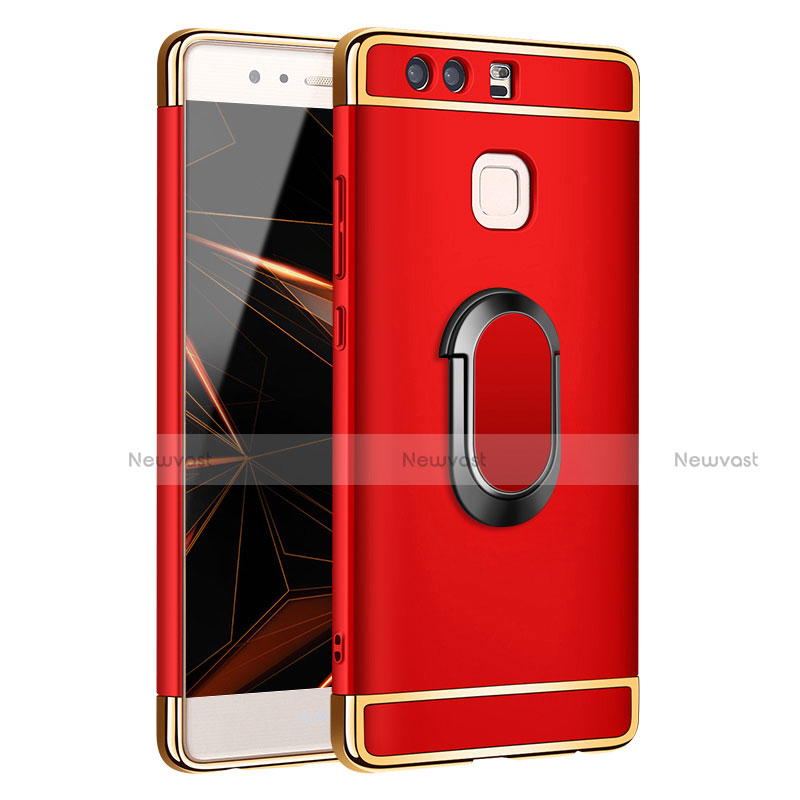 Luxury Metal Frame and Plastic Back Cover with Finger Ring Stand A02 for Huawei P9