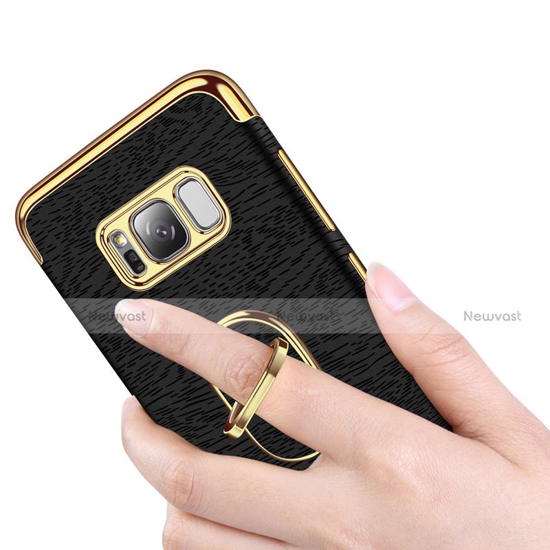 Luxury Metal Frame and Plastic Back Cover with Finger Ring Stand A02 for Samsung Galaxy S8