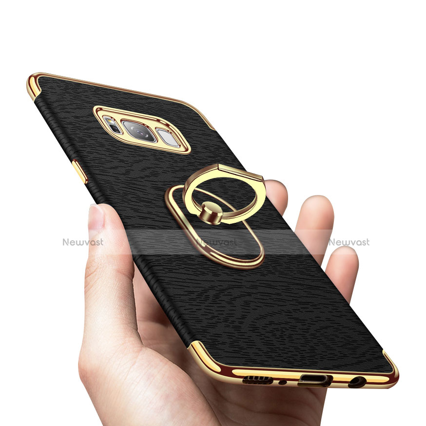 Luxury Metal Frame and Plastic Back Cover with Finger Ring Stand A02 for Samsung Galaxy S8 Plus