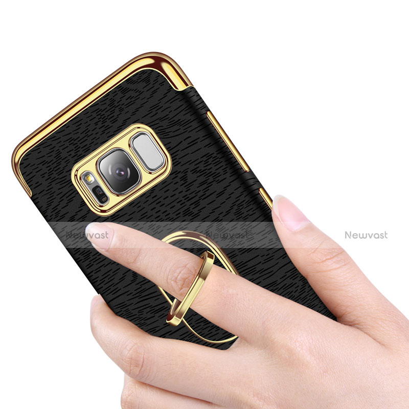 Luxury Metal Frame and Plastic Back Cover with Finger Ring Stand A02 for Samsung Galaxy S8 Plus