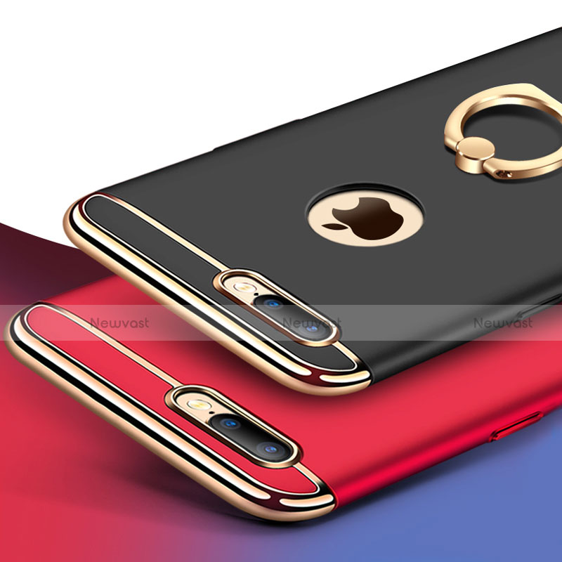 Luxury Metal Frame and Plastic Back Cover with Finger Ring Stand A05 for Apple iPhone 8 Plus