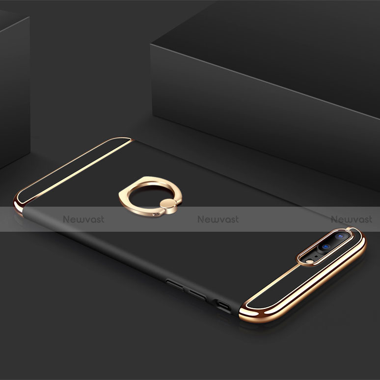 Luxury Metal Frame and Plastic Back Cover with Finger Ring Stand A06 for Apple iPhone 8 Plus