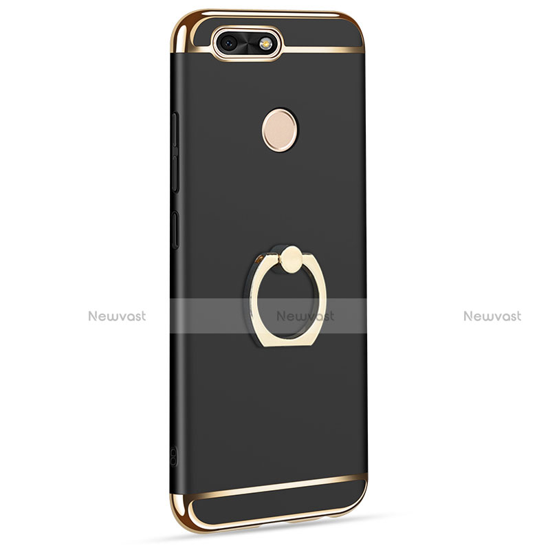 Luxury Metal Frame and Plastic Back Cover with Finger Ring Stand A06 for Huawei Y6 Pro (2017)