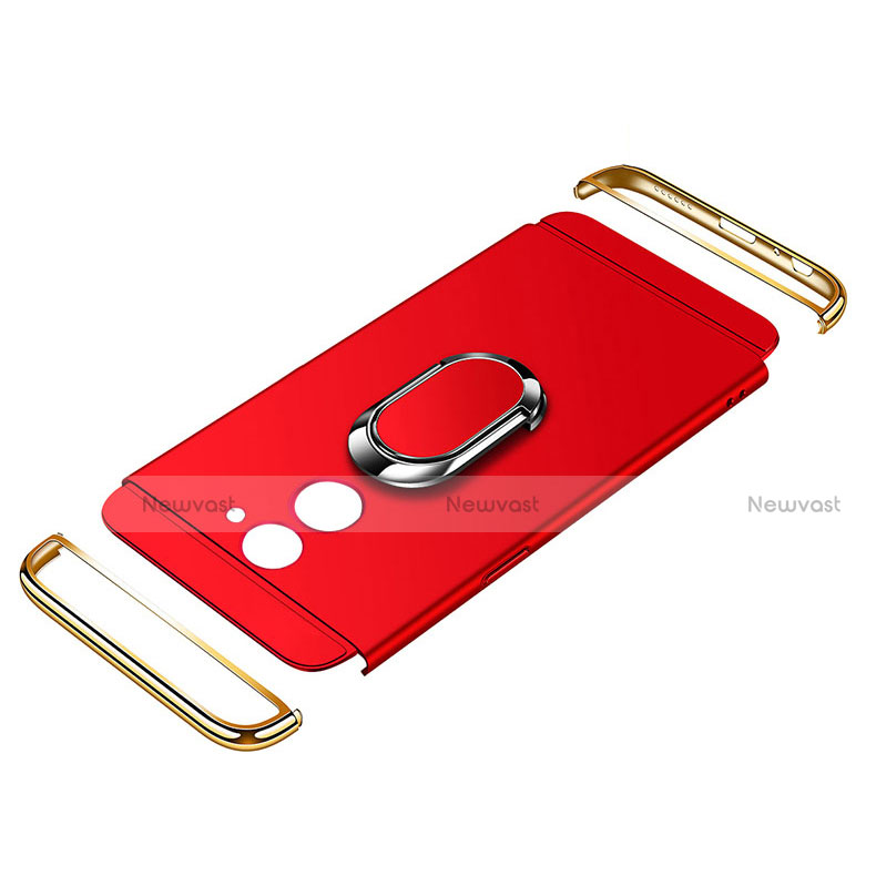 Luxury Metal Frame and Plastic Back Cover with Finger Ring Stand and Lanyard for Huawei Enjoy 7 Plus