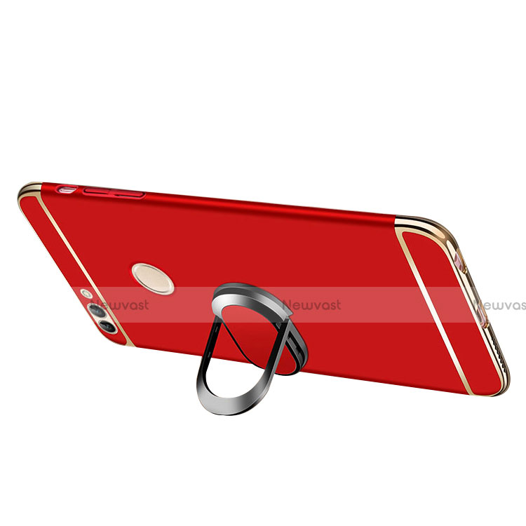 Luxury Metal Frame and Plastic Back Cover with Finger Ring Stand and Lanyard for Huawei Enjoy 7S